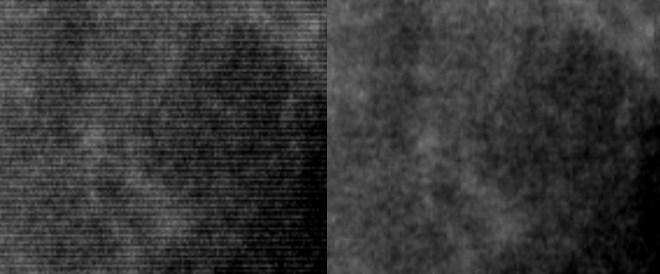 The processed power spectrum The processed image Comparison between
