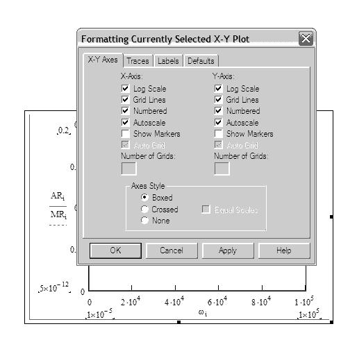 Figure 14 X-Y Traces on the Graph Dialog Box 14. Click the "Traces" tab. This tab allows you to specify the appearance of the lines drawn on the screen.