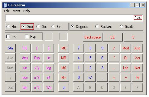 Then select the Hex option to convert the decimal value to a hexadecimal value.
