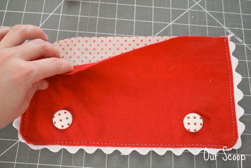 ! (! Then mark and center where to sew on the buttons. So it looks like there are buttons but it is really Velcro.