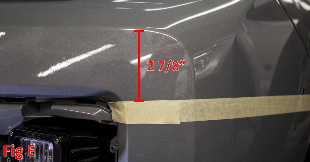 6. Measure and cut your OEM bumper. a. Follow the bodyline just above your fog light.