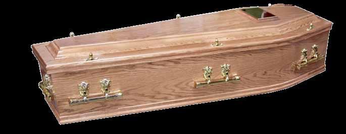 Lindisfarne A traditionally crafted, semi-solid oak coffin, with shaped feature panels to the sides and