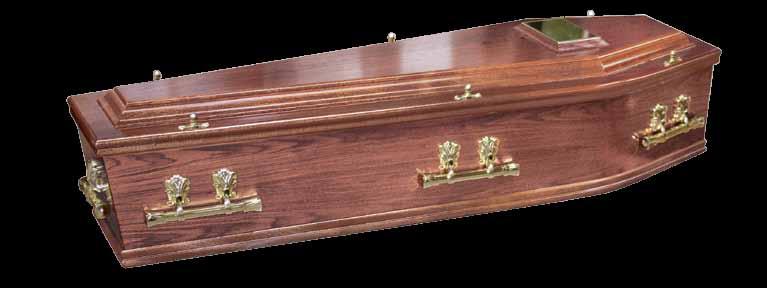 This classic coffin can be fitted with handles suitable for either cremation or burial.