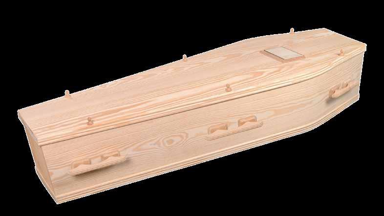 This gentle and unassuming coffin is made with high quality European pine, finished