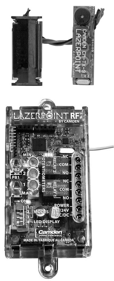 RF TRANSMITTERS & RECEIVERS LAZERPOINT RF WIRELESS DOOR ACTIVATION SYSTEM CM-TXLF SERIES LAZERPOINT RF WIRELESS DOOR ACTIVATION SYSTEM Lazerpoint RF by Camden Door Controls is the industry s most