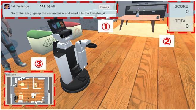 2.6.3. Screenshot of Handyman task Fundamentally, the camera shall track the robot in the screen as shown below. Figure 2.