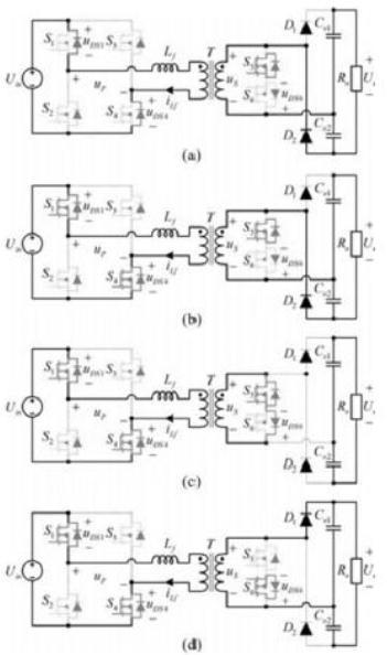 Fig4. Equivalent circuits for each operation stage of SS- CCM: (a) Stage 1 [t0, t1], (b) Stage 2 [t1, t2 ], (c) Stage 3 [t2, t3 ], and (d) Stage 4 [t3, t4 ]. IV.