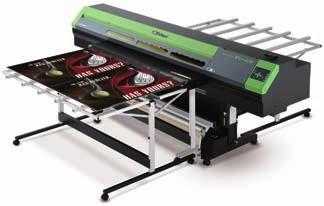 Large Format Printers VersaUV LEJ-640 64 Hybrid UV-LED Flatbed Inkjet Printer Prints CMYK, white and clear coat on virtually any substrate up to a half-inch thick.