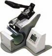 This press is a full wraparound, handle to handle, top-to-bottom printing mug press. It can press images up to 5" high, and as close as 1/2" from the handle, depending on the mug size.