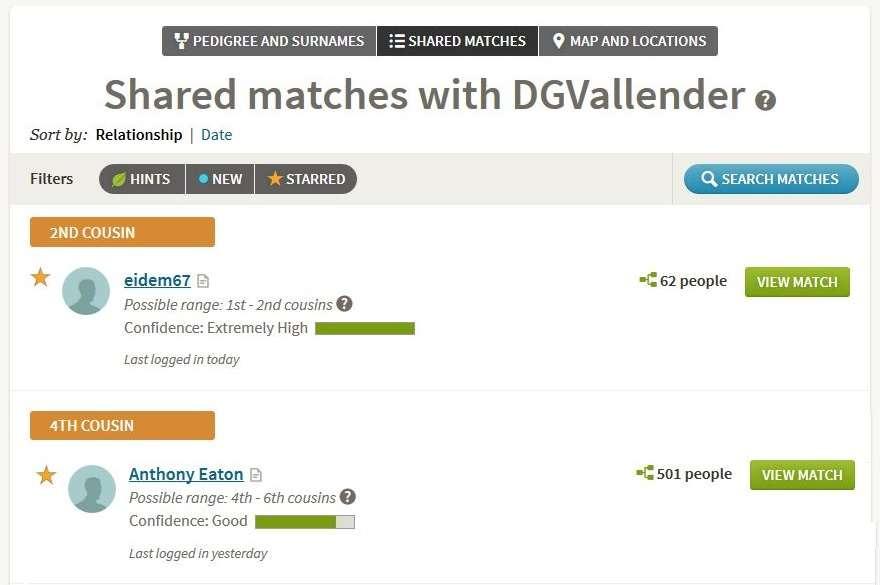 Interestingly, when I looked to see who else matches DGVallender and me, I found the following two people: Mark Eidem (username eidem67) and Anthony Eaton. Mark Eidem (b.