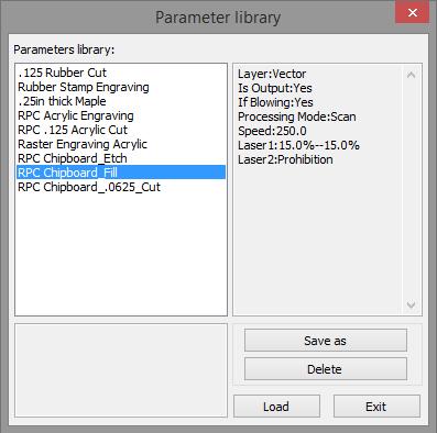 Setting Up a Fill (SCAN) Operation The Parameter Library is where the STL staff will save settings for different materials.