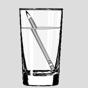 3 A pencil is placed in a beaker of water. When viewed from the side, the pencil appears to be bent.
