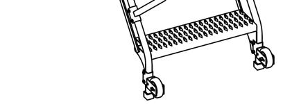 Make a written record that describes the condition and appearance of the steps, handrails, wheels, (leg) caps, braces, back leg weldment, platform bar, and fasteners (bolts, nuts, etc.). Include the locations of labels (see Labeling diagram below).
