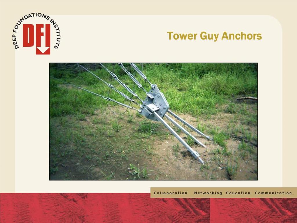 Telecommunication tower guy anchorage