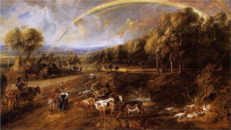 The Rainbow Landscape Painted by: Peter Paul Rubens When: 1636 1638 Materials and Technique: oil paint on oak panel You can see it at: Alte Pinakothek,