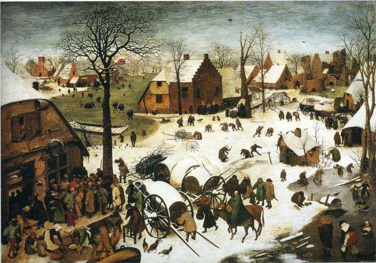 Census at Bethlehem Painted by: Pieter Bruegel the Elder When: 1566 Materials and Technique: oil paint on panel You can see it at: Musees