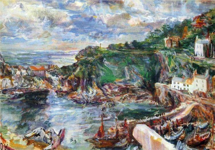 Polperro, II Painted by: Oskar Kokoschka When: 1939 Materials and Technique: oil paint on canvas You can see it at: Tate Gallery, London Interesting Fact: Kokoschka also