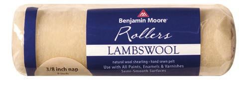 0-2390- Length Nap Surfaces Pack 722-90 98530-1 9" 5/1" smooth CUSTOM-CRAFTED LAMBSWOOL ROLLER COVERS Benjamin Moore lambswool roller covers are made of hand-sewn, buff-colored shearling.