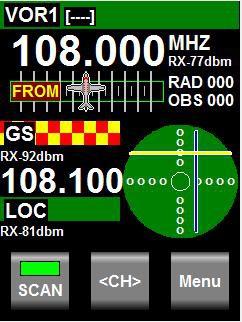 Note the CH is bracketed: <CH>. This means externally downloaded VOR and/or ILS frequency lists are available. If there are no brackets, it means you can only select from the internal frequency list.