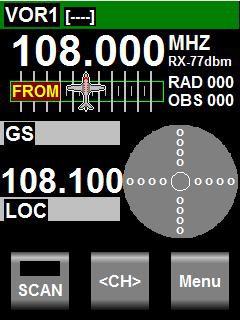 OBS is set to 000 while we are on the FROM radial 000 so the CDI is centered. The secondary frequency is tuned to a localizer receiving at -81dbm.