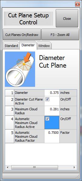 When in AUTO MODE, the DCP relies on the nominal diameter to know how big the Cloud Radius should be so it is important to have the diameter set to the actual value before you measure using the DCP
