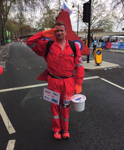 So I took on the gruelling challenge of the London Marathon in a unique way by doing it in Red Arrows gear with a handmade Red Arrows plane on my back.