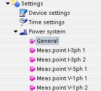 1.5 Power System Settings SIPROTEC 5 Application All the Measuring Point settings are provided here.