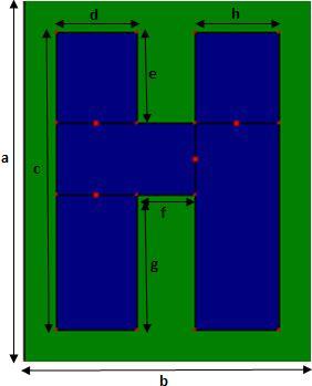 Fig.1: Geometry of proposed antenna V. SIMULATION RESULT AND DISCUSSION The proposed rectangular microstrip antenna studied successfully and Since the proposed antenna has dual frequency band (1.63-1.