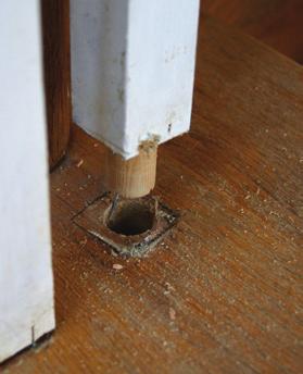 Remove all debris from bottom and top where baluster was installed If there is a hole in