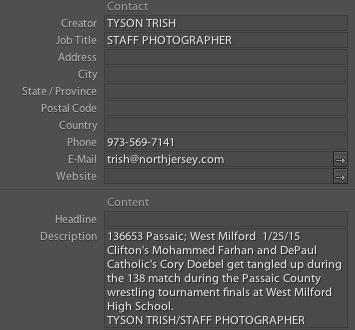 Entering Metadata in Lightroom (For Freelancers) Creator Enter the name of the photographer. Creator: Job Title Enter the photographer s position relative to NJMG.