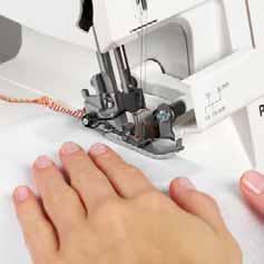 Draw the finished fabric gently backwards and to the left as the machine is operating and make chain stitches. This is called chain stitch sewing.