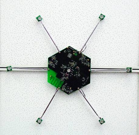 such a POD is that the distance between center and surrounding US receiver is cm in Compact Mode and the distance is 6 cm in Spread Mode. Figure 6. Prototype for Hexagon-style POD Table.