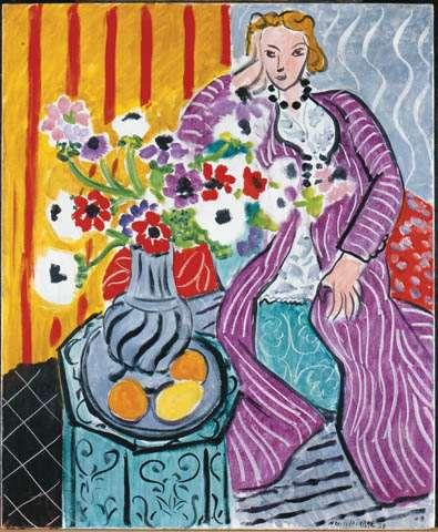 Henri Matisse Purple Robe - 1937 Where has the artist decorated shapes?
