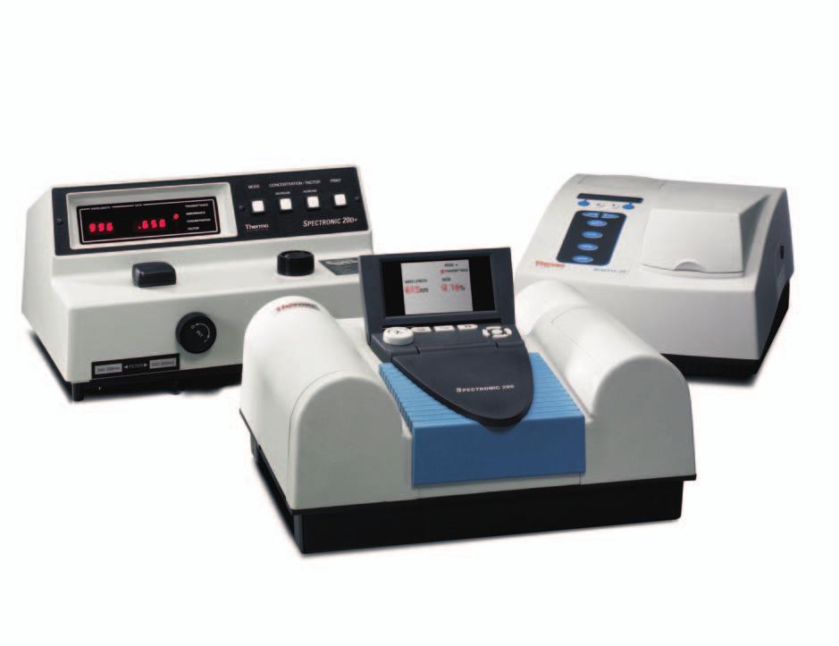 Use Your Existing Protocols The Perfect Fit On or Off the Bench The SPECTRONIC 200 spectrophotometer takes design for the routine or teaching laboratory to a new level.