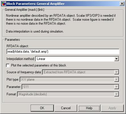 General Amplifier Dialog Box RFDATA object An RF Toolbox data (rfdata.data) object.