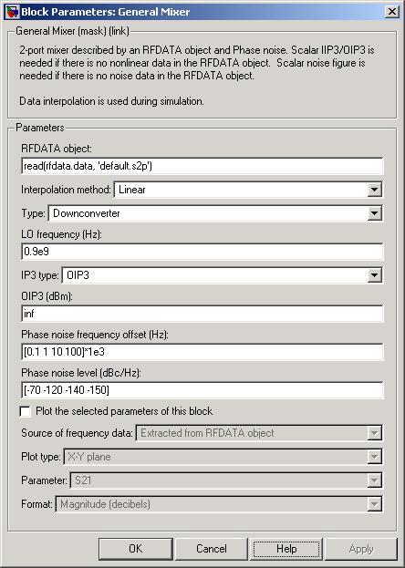 General Mixer Dialog Box RFDATA object An RF Toolbox data object (rfdata.data) that describes a mixer.