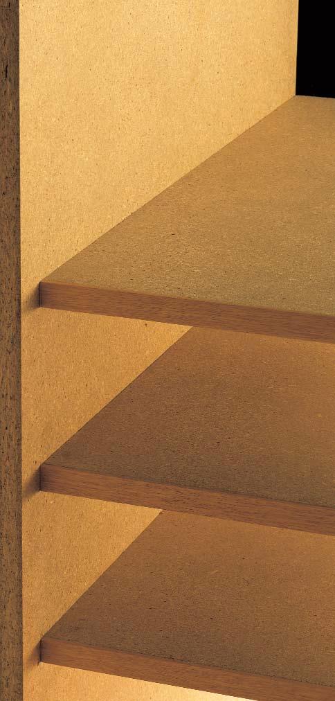 Particleboard Standard (STD) Timber edged particleboard shelving Particleboard Standard is an undecorated flat panel product made from wood particles bonded together with resins.