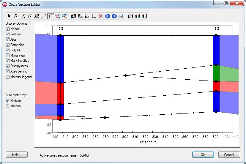 Figure 9 Cross section 5G 6G being edited 7. Click Plot Options to bring up the Plot Options dialog. 8.