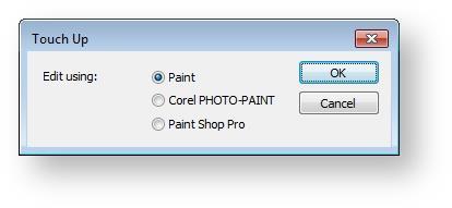 From within your software you can open images directly in Paint, Photopaint, or Paint Shop Pro. Images updated in this way are automatically re-imported into the design software.