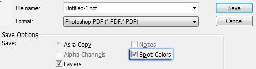 A. Channels as Spot Colors When outputting a PDF file, the custom channel must be set to indicate a spot color. In the Color Indicates region, select Spot Color.