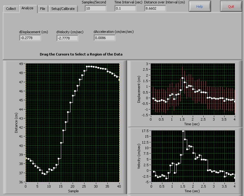 6 Analyze Tab After distance data has been collected, this tab slows you to do some analysis and trimming of the data.