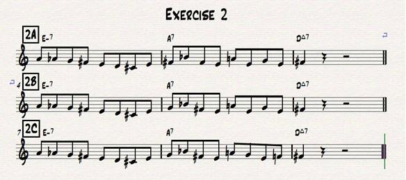 Exercise 2 The second exercise is based on the ii-v lick in measures 3 and 4.