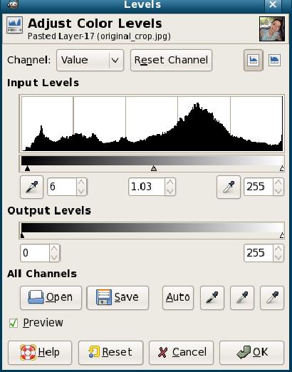Step 3 Adjust Levels Improve the dynamic range of the photo using the Levels dialog (Colors Levels).