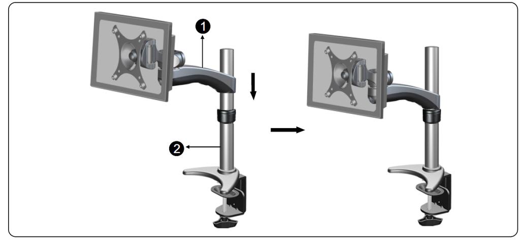 Step 3 Articulating TV/Monitor Grommet/Clamp Desk Mount The DE300S assembly will only work when a display is