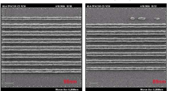 ASML Micrascan-VII AZ (R) EXP X25 (high PAG) No Barrier Coat 95 nm 1:1 L/S 90 nm 1:1 L/S