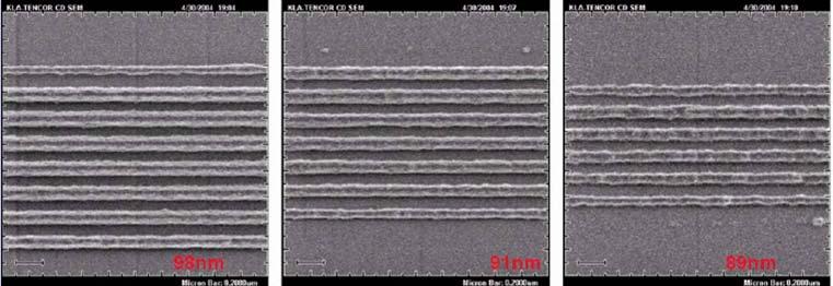 ASML M-VII AZ (R) EXP X25 (low PAG) with Barrier Coat 95 nm 1:1 L/S 90 nm 1:1 L/S 85 nm 1:1 L/S 180 mj/cm 2 181 mj/cm 2 182 mj/cm 2 The