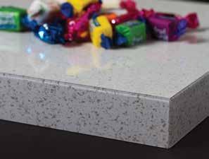 Complementing the high gloss stone decors, acrylic edgetape creates a greater depth of colour.