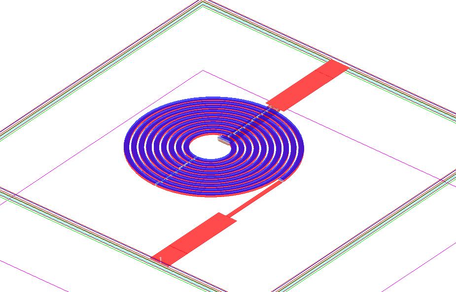 Example 3 9.25-turn Circular Spiral Inductor on 100 um Silicon (step-graded conductivity in substrate).