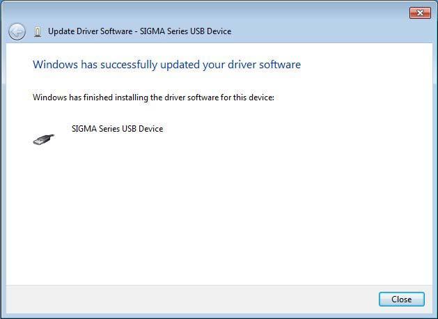 SigmaWinPlus Driver USB x64" 10. Click Next. Installation starts by copying the necessary files.
