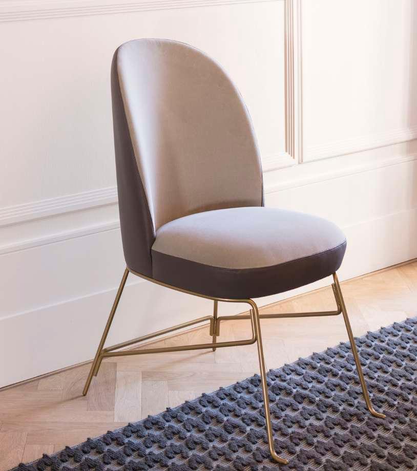 Chairs Beetley Chair Metal Legs Chair 48W 64D 94H cm Designer: Jaime Hayon Collection II Upholstered in Sé Leather 711 and Sé Velvet